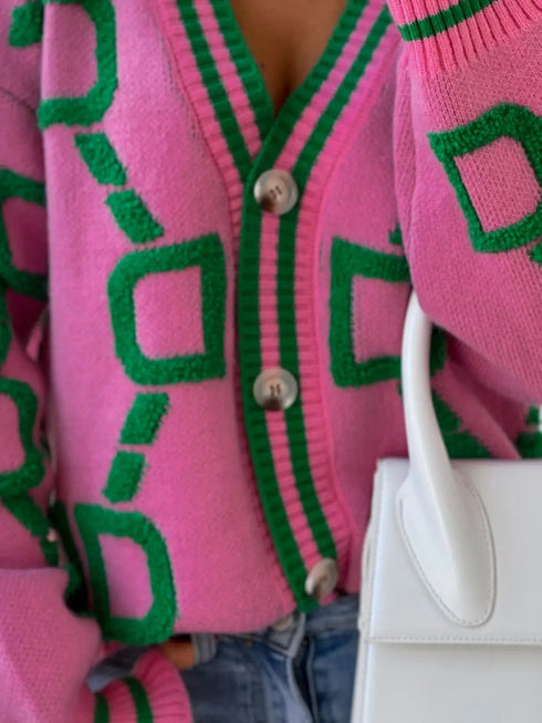 'Kalina' Lettered Oversized Cardigan - Celes Fashion